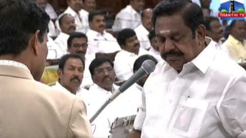 Edappadi K Palaniswami taking oath in TN Assembly