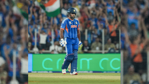 India's Sanju Samson celebrates with the tournament trophy after India won the ICC Men's T20 World Cup 2026 at Narendra Modi Stadium, in Ahmedabad, Sunday, March 8, 2026 (PTI)