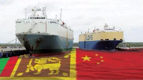 Shipping carriers berthed at Sri Lanka's Chinese-built Hambantota Port