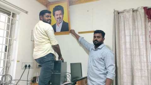 CM Vijay's photos placed in govt offices