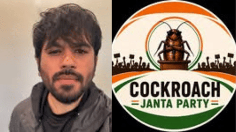 Abhijeet Dipke and Cockroach Janata Party's logo