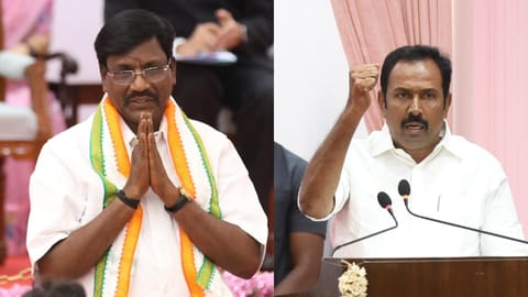 (L) Higher Education Minister P Viswanathan, (R) Tourism Minister S Rajesh Kumar