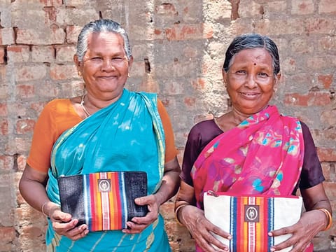 Weavers with smiling pouch