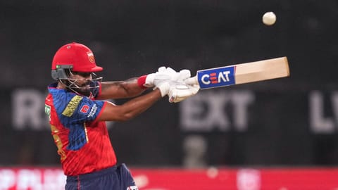Lucknow: Punjab Kings' captain Shreyas Iyer plays a shot during an Indian Premier League (IPL) 2026 T20 cricket match between Lucknow Super Giants and Punjab Kings, in Lucknow, Uttar Pradesh, Saturday, May 23, 2026. (PTI Photo/Atul Yadav) (PTI05_23_2026_000620B) *** Local Caption ***