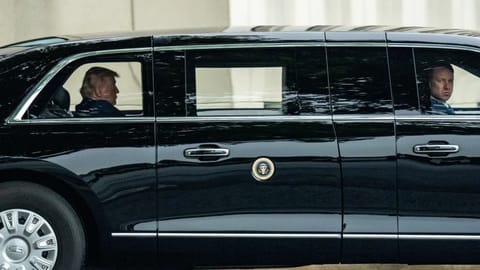 President Donald Trump departs Walter Reed National Military Medical Center