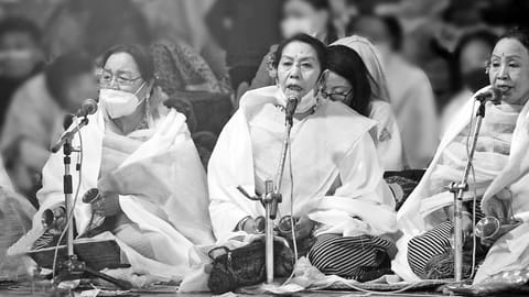 Nicky captured artistes singing at Maha Raas at Shree Shree Govindajee Temple, Imphal, in 2021