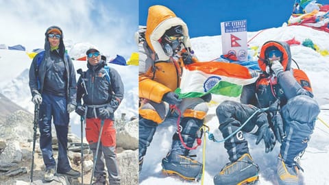 Nisha Sasikumar with her Sherpa guide