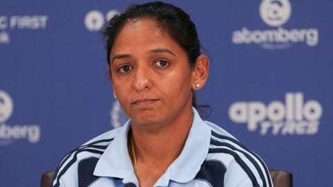 India's captain Harmanpreet Kaur during a press conference for the announcement of 15 member squad for the 2026 Women's T20 World Cup, at the board's headquarters, in Mumbai, Maharashtra, Saturday, May 2, 2026