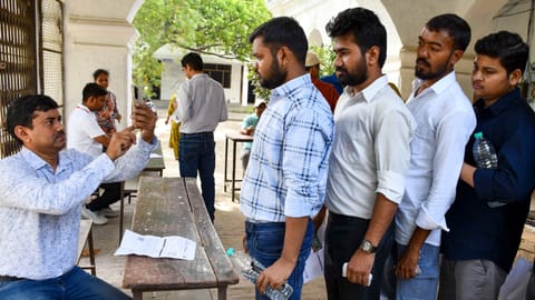 Candidates undergo security checks before appearing for the UPSC Civil Services Exam