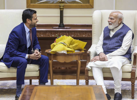 In this image posted on June 5, 2026, Prime Minister Narendra Modi during a meeting with AirTrunk Founder and CEO Robin Khuda, in New Delhi.