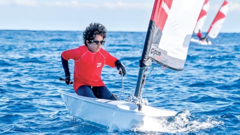 Kumar Gururaja Bhat practising in the sea