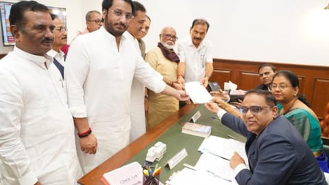 NCP leader Rajendra Jain filed his nomination for the Rajya Sabha elections today