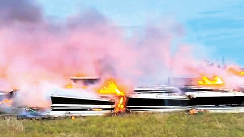 Fire damages solar panels