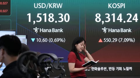 South Korea's Kospi jumped 7.8 per cent to 8,370.82