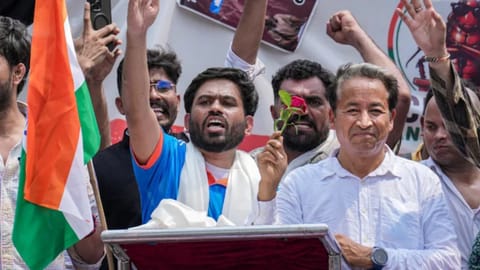 Fresh off a flight from Leh, educationist-activist Sonam Wangchuk came directly to Jantar Mantar protest site for the Cockroach Janta Party demonstrations