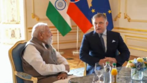 Prime Minister Narendra Modi and Slovak Prime Minister Robert Fico in Bratislava