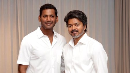 CM Vijay with actor Vishal