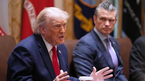 President Donald Trump speaks during a Cabinet meeting at the White House