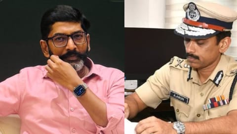 (L) YouTuber Savukku Shankar, (R) DVAC chief ADGP Arun