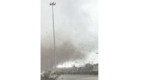 The tornado wreaked havoc in the airport area of Vagaikulam