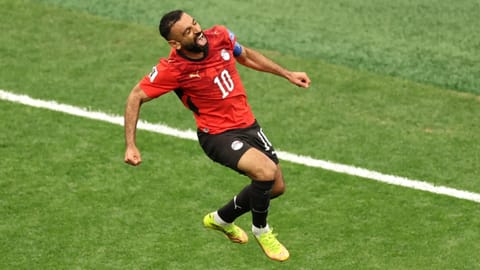 Egypt's Mohamed Salah (10) celebrates after scoring his side's second goal during the World Cup Group G soccer match between New Zealand and Egypt
