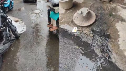 sewage overflow in Vinobaji Nagar