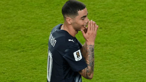 Paraguay's Miguel Almiron reacts after received a red card during the World Cup Group D soccer match against Turke in Santa Clara