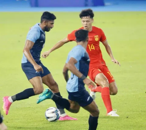 Chennaiyin FC’s Rahim Ali in the match against China