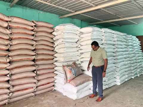 A food safety official inspects a jaggery making unit in Salem district