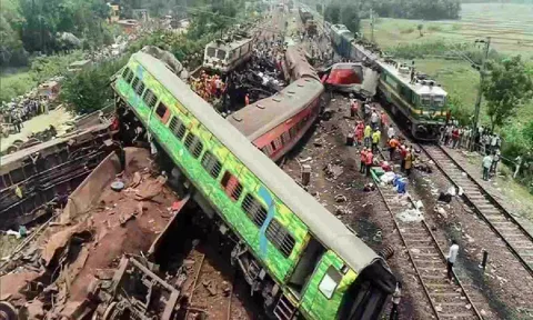 Visuals from the train accident in Odisha (ANI)