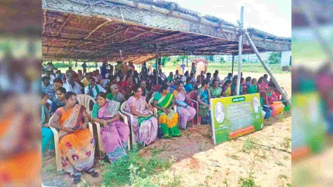 Farmers sitting on a hunger strike in Erode on Wednesday