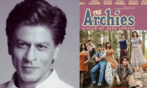 Shah Rukh Khan and poster of The Archies