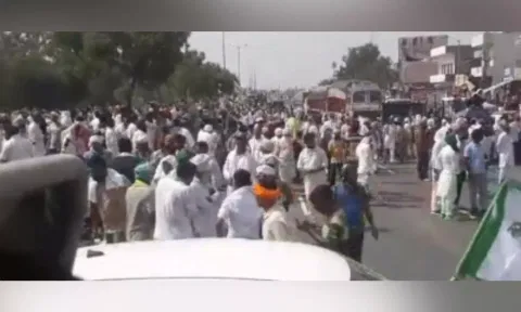 Farmer's protest on National Highway-44 in Haryana's Kurukshetra