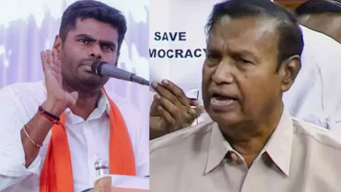 K Annamalai (L), TR Baalu (R)