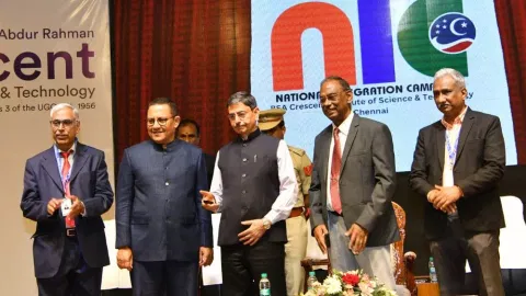 Tamil Nadu governor R N Ravi released the National Integration Camp Logo at the inaugural function of National Integration Camp at B. S. Abdur Rahman Crescent Institute Of Science And Technology