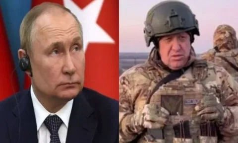 Russian President Vladimir Putin and Yevgeny Prigozhin.