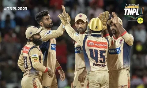 Chepauk Super Gillies players celebrating the win. (Twitter/@TNPL)