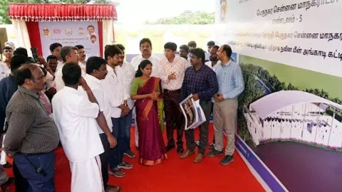 Udhayanidhi Stalin on Monday inaugurated the project plan for the construction of the fish market