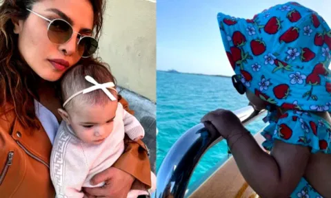 Priyanka Chopra and her daugther Malti (PHOTO: IANS)