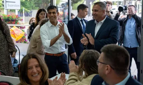  Prime Minister Rishi Sunak visits Uxbridge to congratulate Conservative Party candidate, Steve Tuckwell.