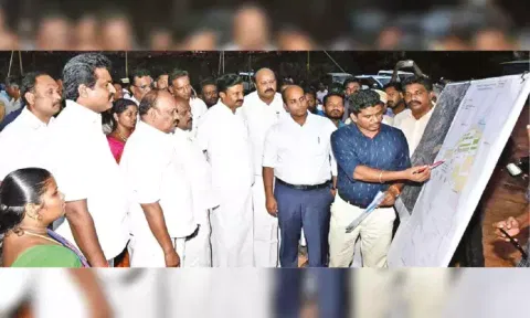 Minister MP Saminathan inspected the proposed museum site in Thanjavur