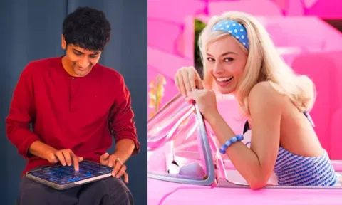 Musician-Mahesh Raghvan performing the remix version of Barbie song; Margot Robbie in 'Barbie' (Instagram)
