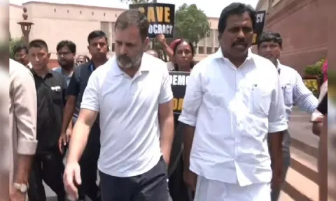 Raghul Gandhi protest over Suspension of his Party Member (ANI) 