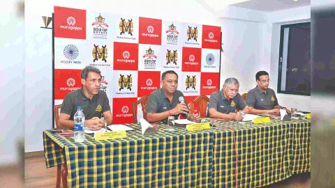 (from left) BM Bopanna, Organising Secretary, MCC, Arun Murugappan, Executive Chairman, Tube Investments of India Ltd., B Vijaykumar, President, MCC and Karthik Rajasekar, Honorary Secretary, MCC