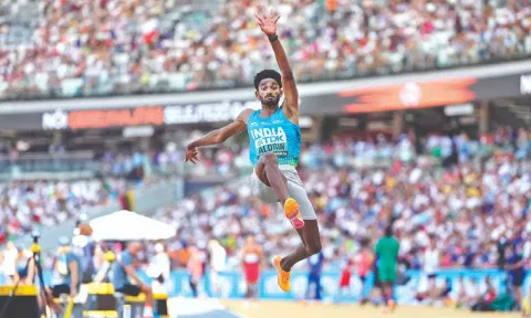 Aldrin qualified for the final with a jump of 8.0M 