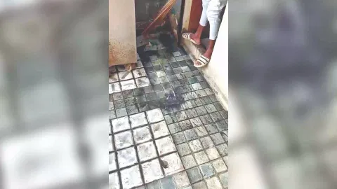 Sewage overflows at an eatery shop in EVK Sampath Road