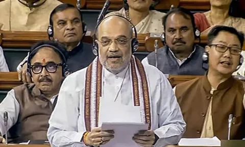 Union Home Minister Amit Shah speaks in the Lok Sabha during the Monsoon session of Parliament, in New Delhi. (ANI) 