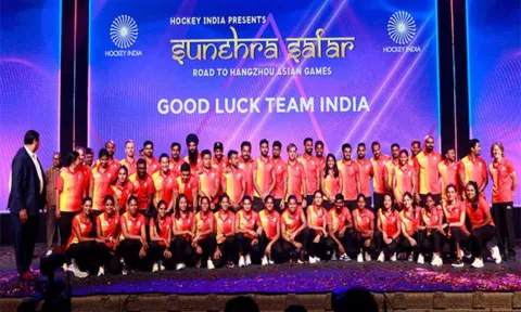 The Indian men's and women's hockey teams. (Image: ANI)