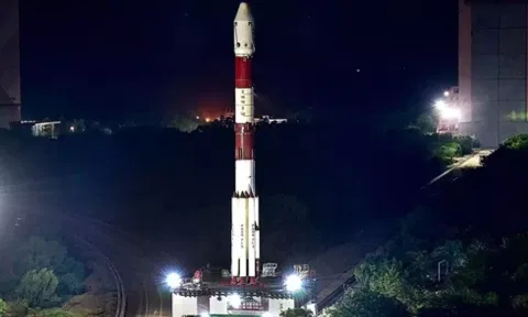 Preparations in the final phase for India’s maiden solar mission, Aditya L1 onboard the PSLV-C57, ahead of its launch today. (PTI)