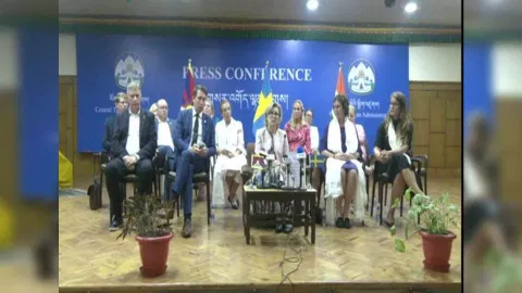 A Swedish parliamentary delegation holds Press Conference in Dharamshala on September 2 (Photo/ANI)